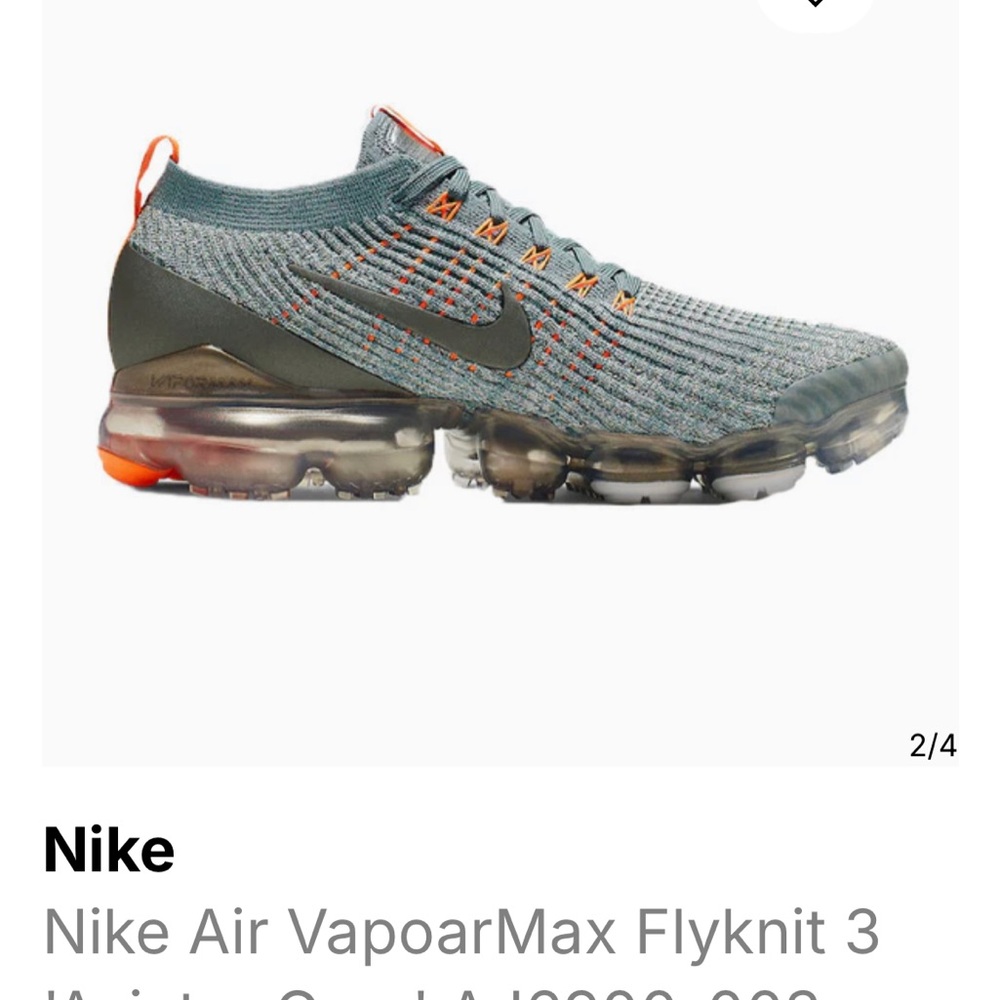 Nike Gray and Orange Athletic Shoes with Flyknit and Air Cushioning